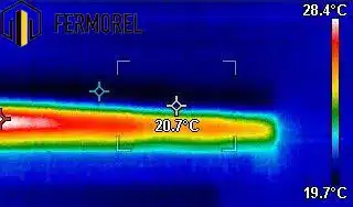 Análise térmica para identificar ruptura de canalização de água Identificação de humidade causada por ruptura de canalização de água através de scan térmico.